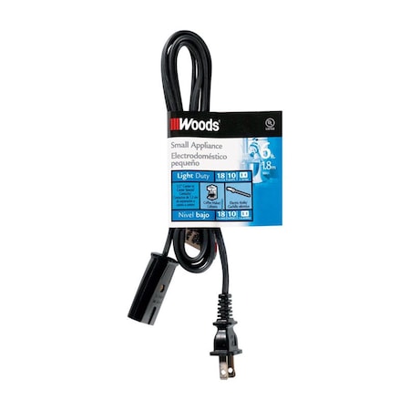 Southwire Woods 3834371 125V 6 ft. Small Appliance Cord; Black 3834371